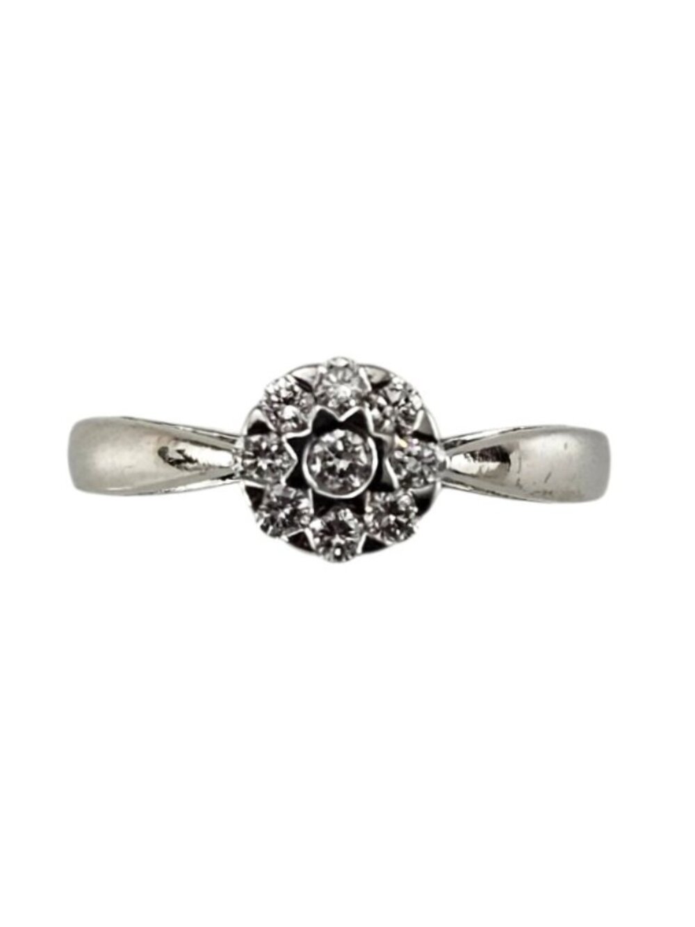 14K White Gold and Diamond Cluster Ring Size 5.75 #25197